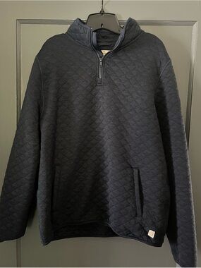 Marine Layer Quilted Half-Zip Pullover Jacket in Navy